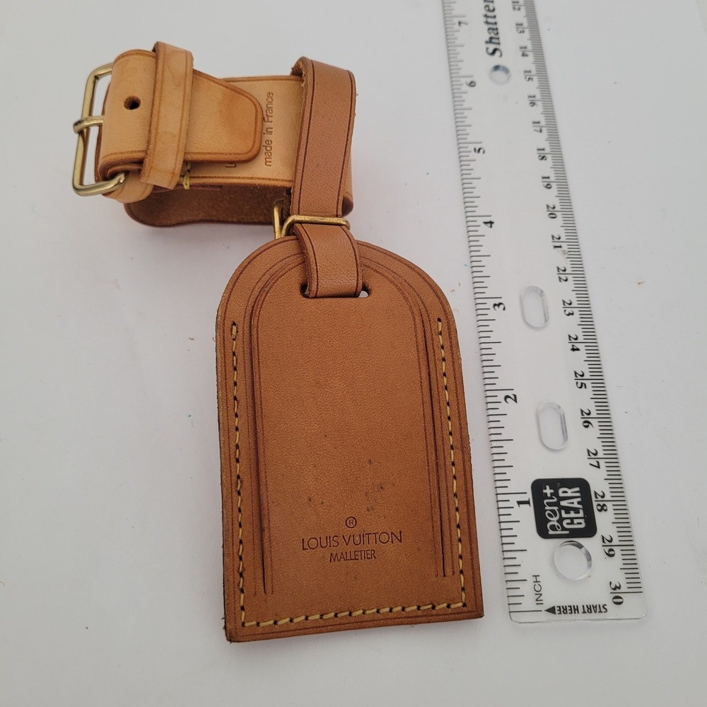 Louis Vuitton Vachetta Leather Luggage Tag and Handle Binder Set Tan Made France - Picture 6 of 6